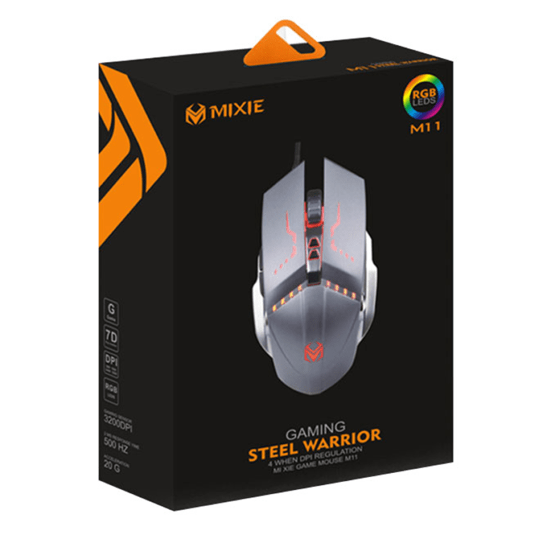 MIXIE M11 WIRED GAMING MOUSE STEEL WARRIOR USB OPTICAL MOUSE 7D METAL ...