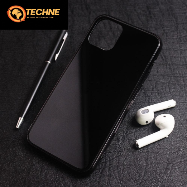 iPhone 11 Cover - Black - Shiny Tempered Glass Soft Case