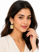 Pakistani Earrings with elegant rectangular crystal design for women