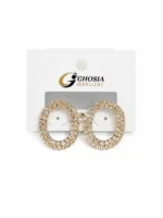 Elegant round crystal stud earrings for women