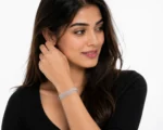 Silver multi-row stone bracelet for women