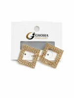 Woman wearing square crystal earrings for girls