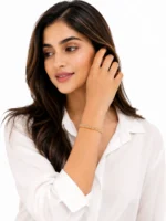 Three-row golden crystal bracelet for women