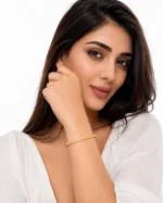 Golden two-row crystal bracelet for women
