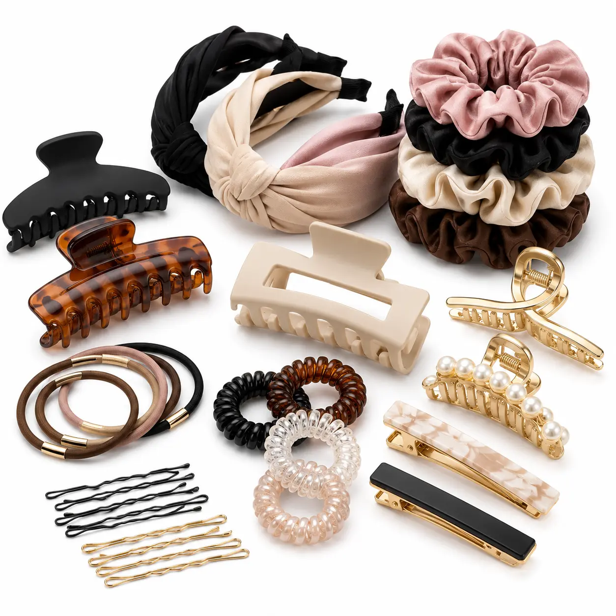 Hair accessories online in Pakistan including clips, bands, scrunchies, and pins
